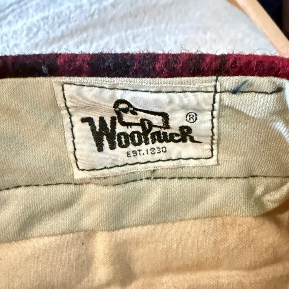 VTG 40/50s Woolrich Wool Hunting Pants Red Plaid Mackinaw Knickers Laced‎ 32x27